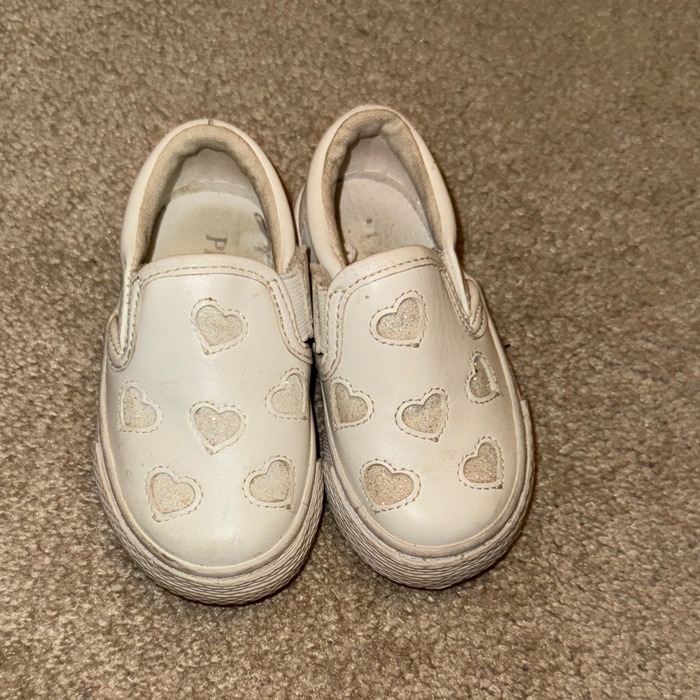Kids Sparkly Heart Pattern Slip-On Shoes - White - Size 5